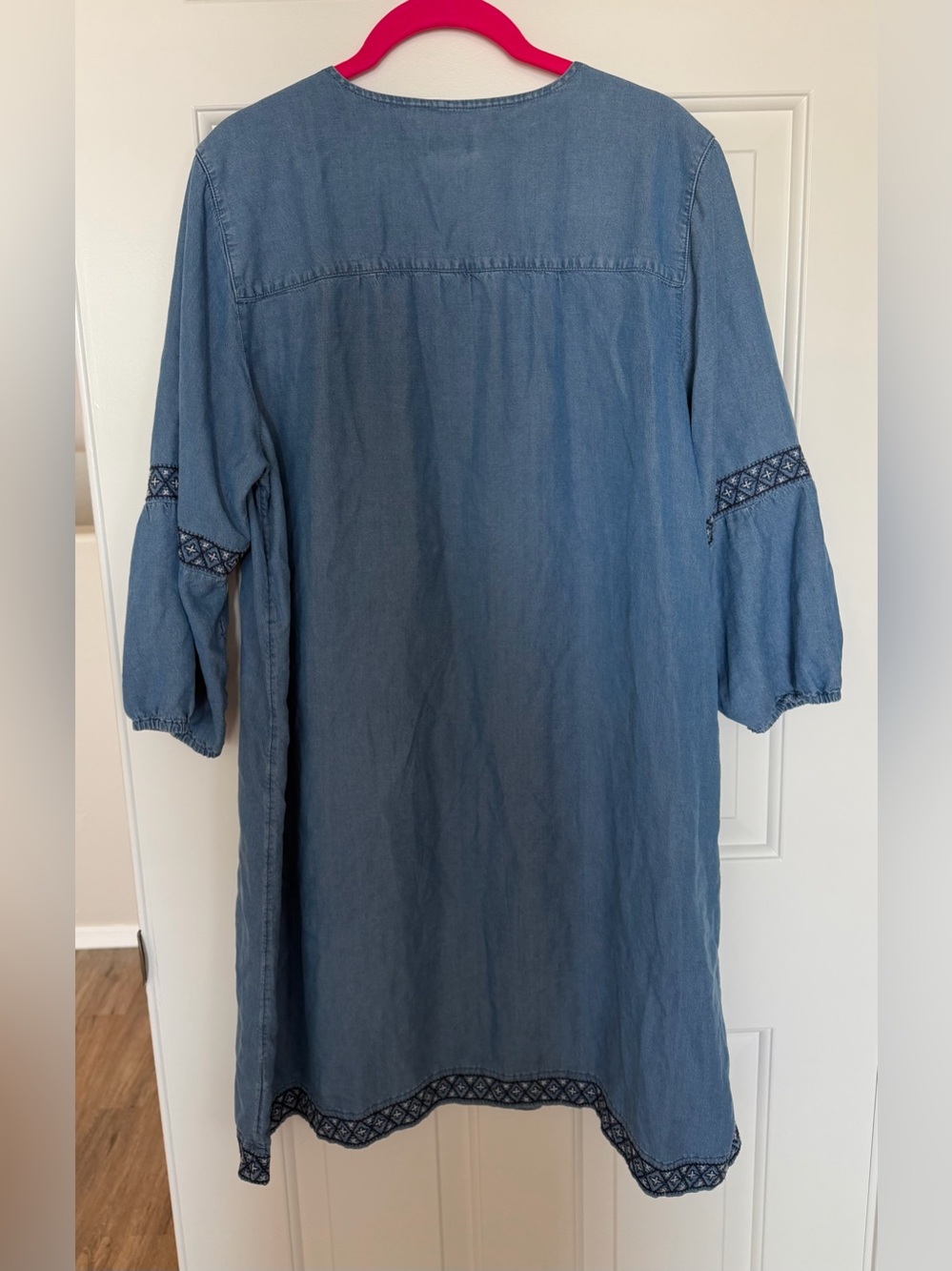J. Jill Light Blue Embroidered Denim-Look Tunic - Picture 2 of 5